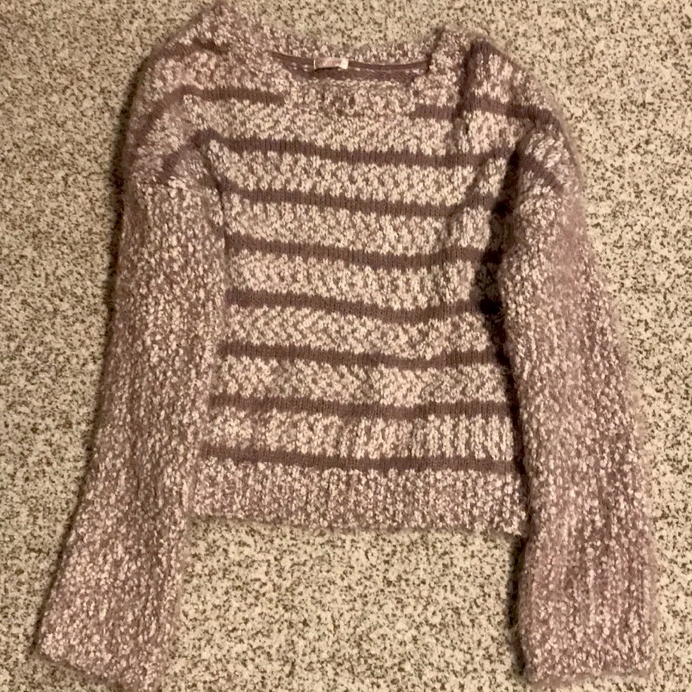 Purple striped fuzzy sweater